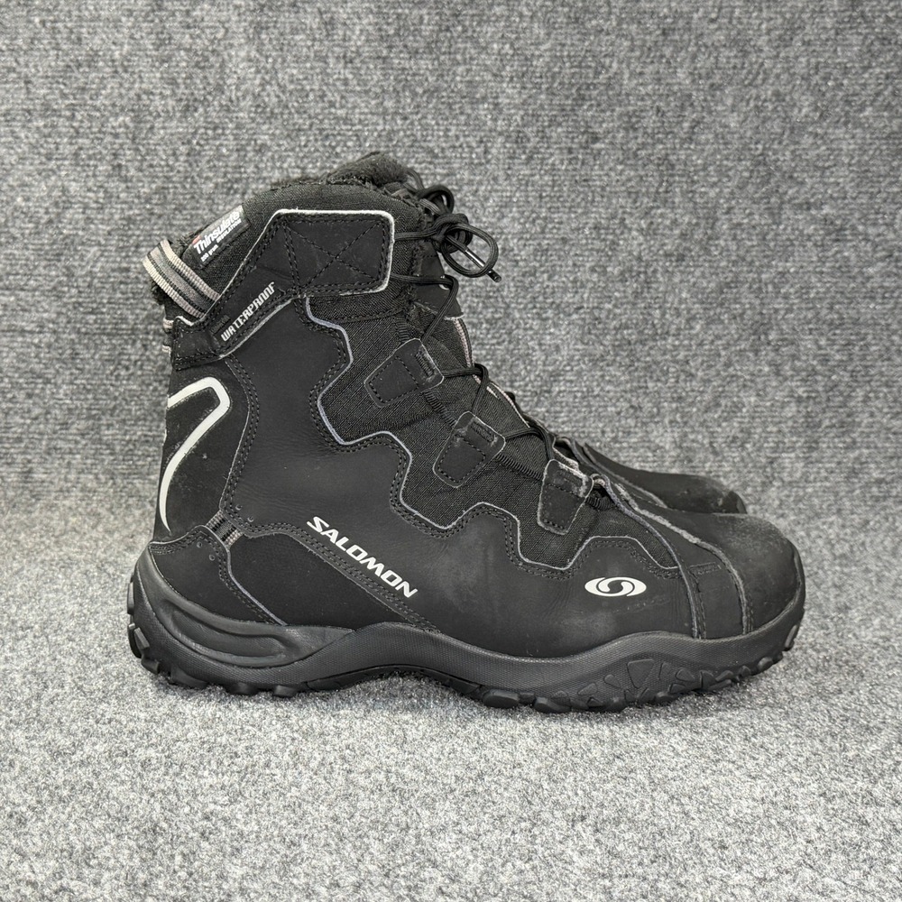 Salomon Snow Trip Winter Boots Mens 11.5 Black Waterproof Thinsulate Oudoor Snow